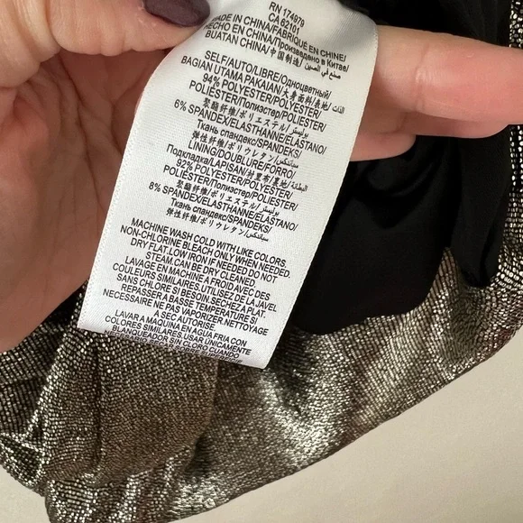 NWT BCBGMAXAZRIA Ruched Long Sleeve Metallic Cocktail Mini Dress Small - Picture 4 of 7